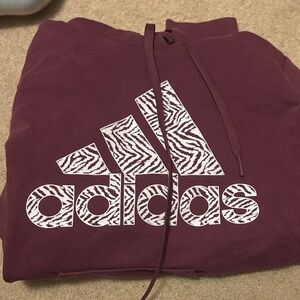 adidas Burgundy hoodie with Zebra Print Logo